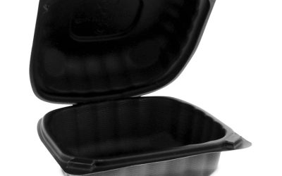 EarthChoice SmartLock Microwavable MFPP Hinged Lid Container, 5.75 x 5.95 x 3.1, Black, Plastic, 400/Carton