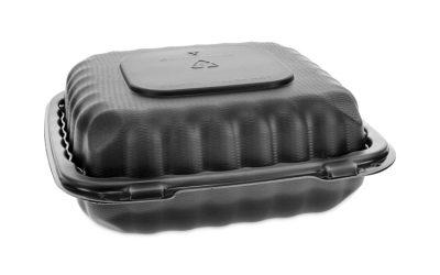 EarthChoice SmartLock Microwavable MFPP Hinged Lid Container, 8.31 x 8.35 x 3.1, Black, Plastic, 200/Carton