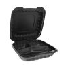 EarthChoice SmartLock Microwavable MFPP Hinged Lid Container, 3-Compartment, 9.33 x 8.88 x 3.1, Black, Plastic, 120/Carton - Image 2