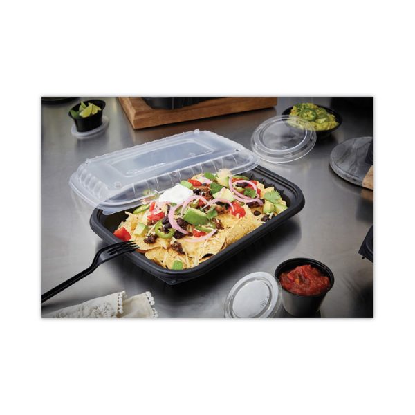 EarthChoice Entree2Go Takeout Container, 48 oz, 11.75 x 8.75 x 1.61, Black, Plastic, 200/Carton - Image 2