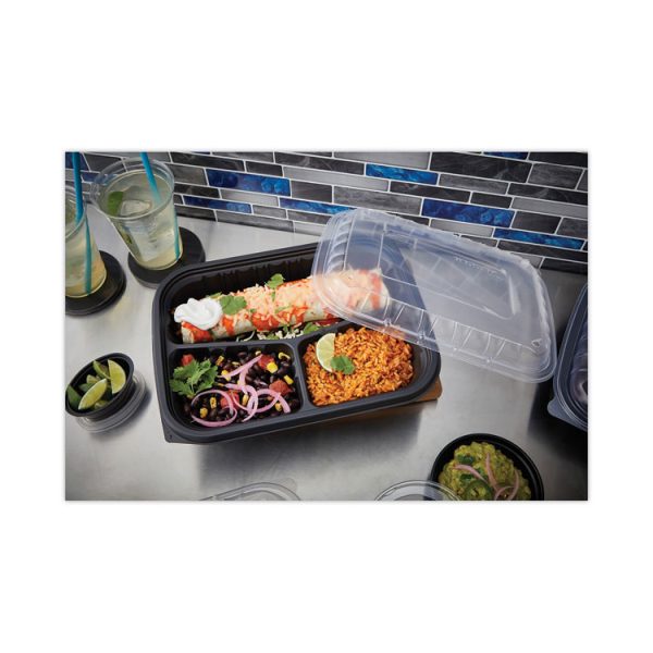 EarthChoice Entree2Go Takeout Container, 3-Compartment, 48 oz, 11.75 x 8.75 x 2.13, Black, Plastic, 200/Carton - Image 3