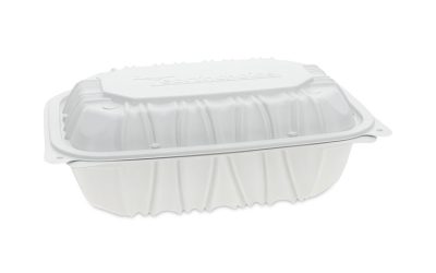 EarthChoice Vented Microwavable MFPP Hinged Lid Container, 9 x 6 x 3.1, White, Plastic, 170/Carton