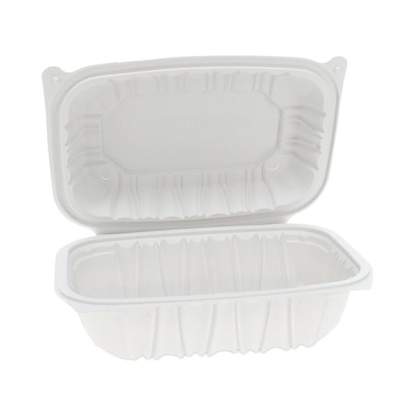 EarthChoice Vented Microwavable MFPP Hinged Lid Container, 9 x 6 x 3.1, White, Plastic, 170/Carton - Image 2