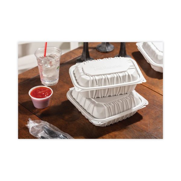 EarthChoice Vented Microwavable MFPP Hinged Lid Container, 9 x 6 x 3.1, White, Plastic, 170/Carton - Image 7