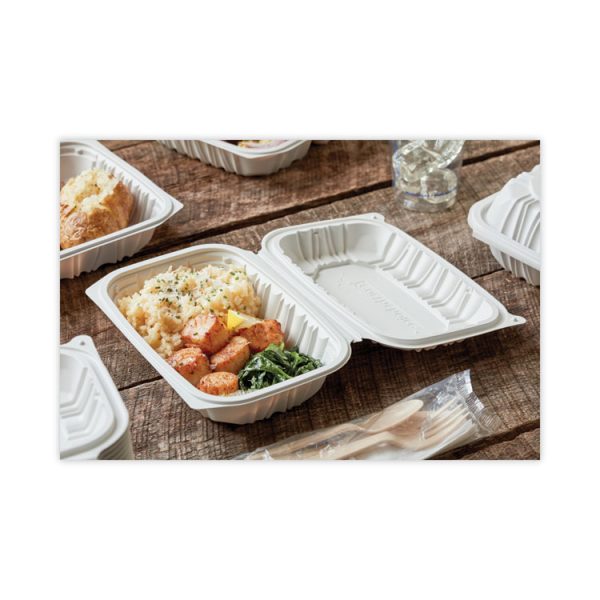 EarthChoice Vented Microwavable MFPP Hinged Lid Container, 9 x 6 x 2.75, White, Plastic, 170/Carton - Image 5