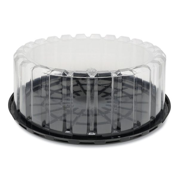 Plastic Cake Container, Shallow 9" Cake Container, 9" Diameter x 3.38"h, Clear/Black, 90/Carton