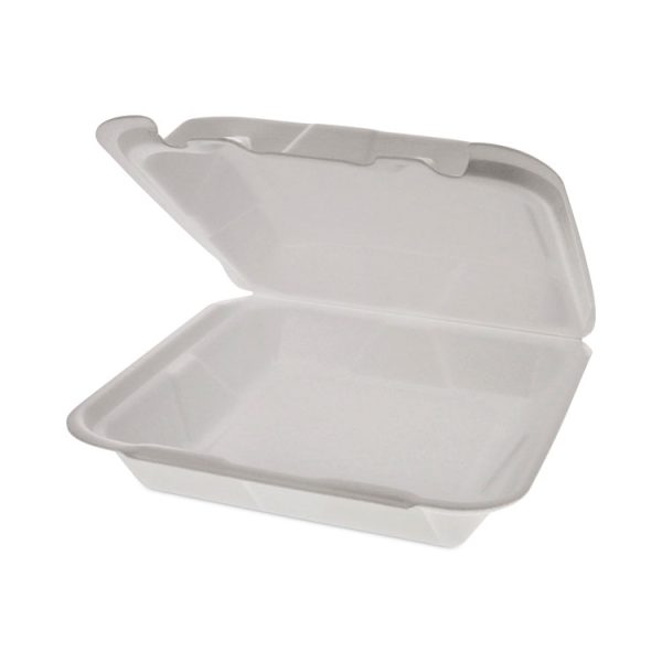 Foam Hinged Lid Container, Dual Tab Lock Happy Face, 8 x 7.75 x 2.25, White, 200/Carton - Image 2