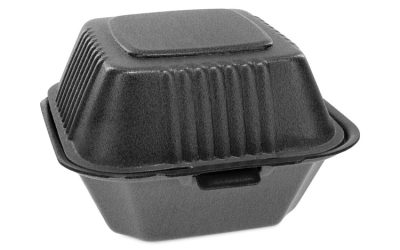 SmartLock Foam Hinged Lid Container, Sandwich, 5.75 x 5.75 x 3.25, Black, 504/Carton