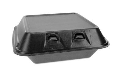 SmartLock Foam Hinged Lid Container, Medium, 8 x 8.5 x 3, Black, 150/Carton