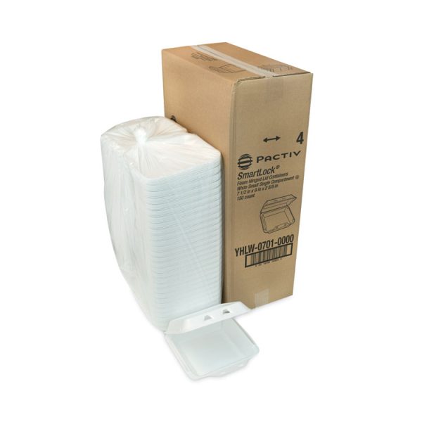 SmartLock Foam Hinged Lid Container, Small, 7.5 x 8 x 2.63, White, 150/Carton - Image 4