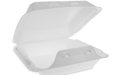 SmartLock Foam Hinged Lid Container, Medium, 8 x 8 x 3, White, 150/Carton