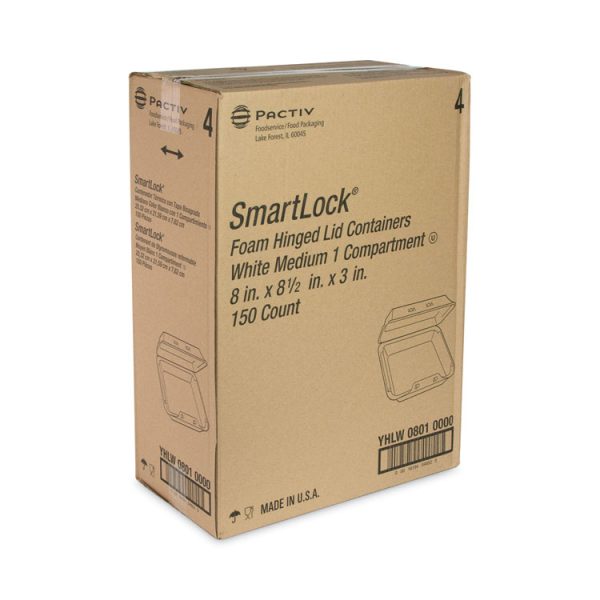 SmartLock Foam Hinged Lid Container, Medium, 8 x 8 x 3, White, 150/Carton - Image 2