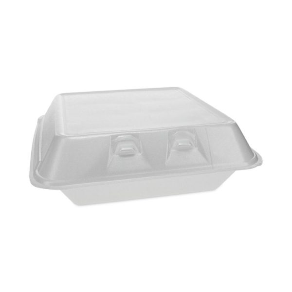 SmartLock Foam Hinged Lid Container, Large, 9 x 9.13 x 3.25, White, 150/Carton