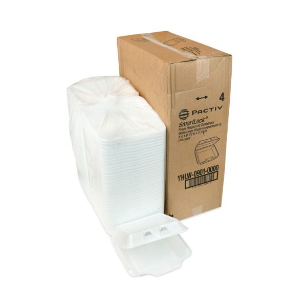 SmartLock Foam Hinged Lid Container, Large, 9 x 9.13 x 3.25, White, 150/Carton - Image 4