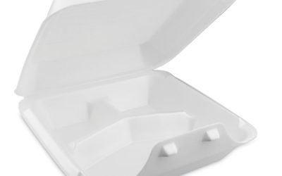 SmartLock Foam Hinged Lid Container, Large, 3-Compartment, 9 x 9.25 x 3.25, White, 150/Carton