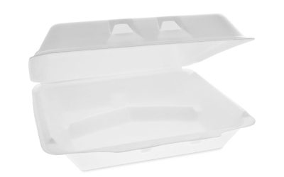 SmartLock Foam Hinged Lid Container, X-Large, 3-Compartment, 9.5 x 10.5 x 3.25, White, 250/Carton