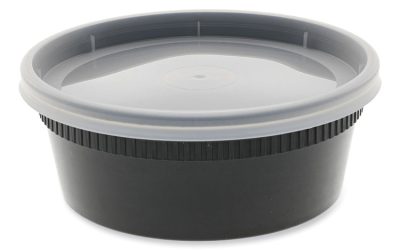 Newspring DELItainer Microwavable Container, 8 oz, 4.55 x 4.55 x 1.8, Black/Clear, Plastic, 240/Carton