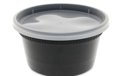 Deli Plas Food Cntnr 12O Z W/Flt Lid Bla/Cle 240C