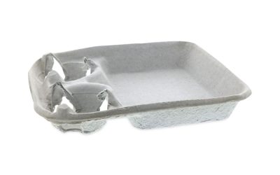 EarthChoice Carry-Safe Beverage Carrier, Two-Cup Carrier with Food Tray, 8 oz to 24 oz, Natural, 200/Carton