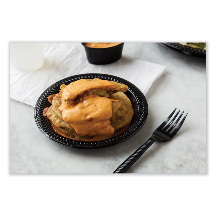 Meadoware Impact Plastic Dinnerware, Plate, 6" dia, Black, 1,000/Carton - Image 3