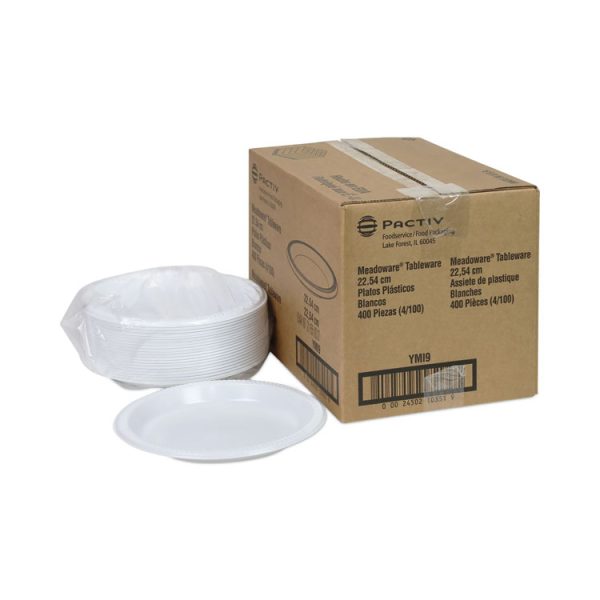 Meadoware Impact Plastic Dinnerware, Plate, 8.88" dia, White, 400/Carton - Image 4