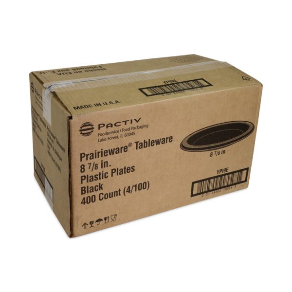 Prairieware Impact Plastic Dinnerware, Plate, 8.88" dia, Black, 400/Carton - Image 2