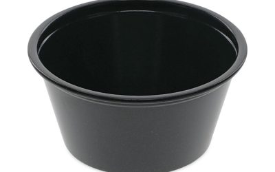 Plastic Portion Cup, 2 oz, Black, 200/Bag, 12 Bags/Carton