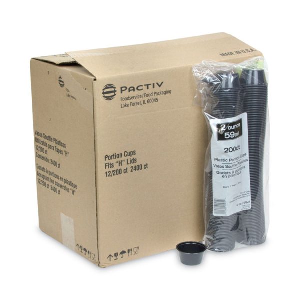 Plastic Portion Cup, 2 oz, Black, 200/Bag, 12 Bags/Carton - Image 4