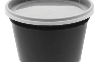 Newspring DELItainer Microwavable Container, 16 oz, 4.55 x 4.55 x 3.1, Black/Clear, Plastic, 240/Carton