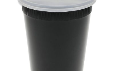 Newspring DELItainer Microwavable Container, 32 oz, 4.55 x 4.55 x 5.55, Black/Clear, Plastic, 240/Carton
