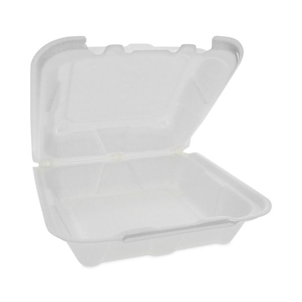 Vented Foam Hinged Lid Container, Dual Tab Lock, 8.42 x 8.15 x 3, White, 150/Carton - Image 2