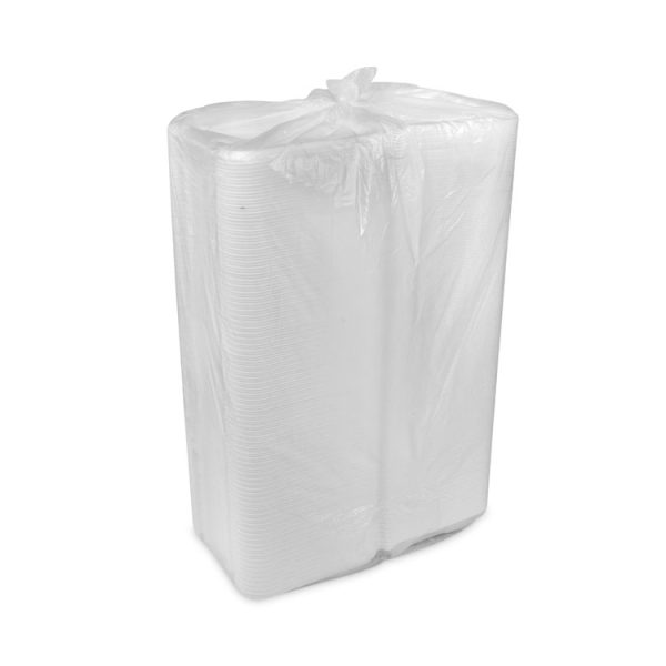 Vented Foam Hinged Lid Container, Dual Tab Lock, 8.42 x 8.15 x 3, White, 150/Carton - Image 4