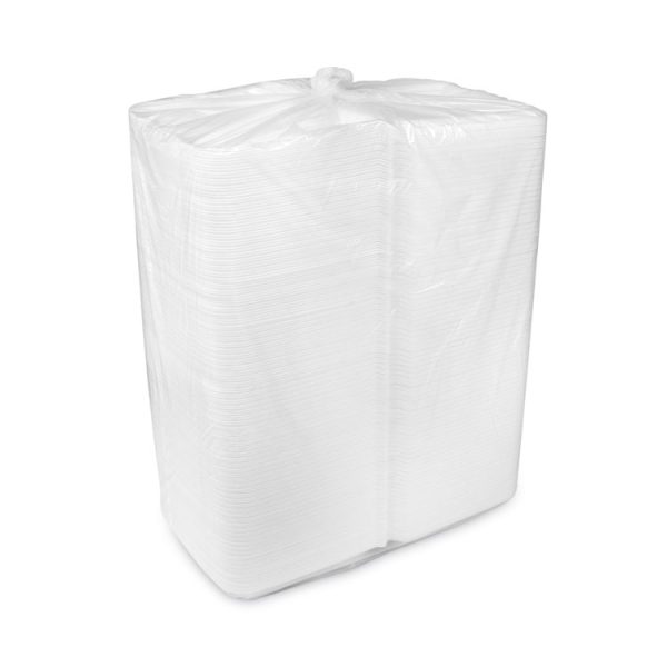 Vented Foam Hinged Lid Container, Dual Tab Lock, 9.13 x 9 x 3.25, White, 150/Carton - Image 4