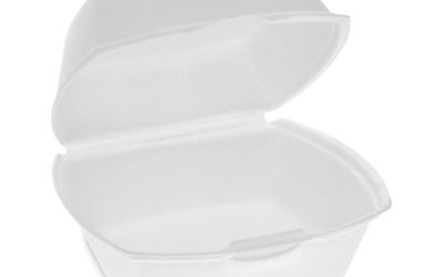 Foam Hinged Lid Container, Single Tab Lock, 5.13 x 5.13 x 2.5, White, 500/Carton