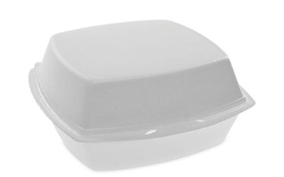 Foam Hinged Lid Container, Single Tab Lock, 6.38 x 6.38 x 3, White, 500/Carton