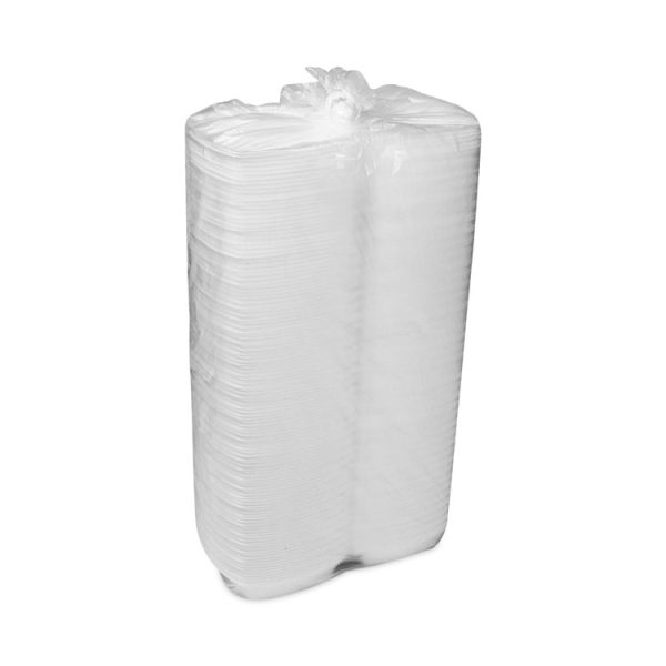 Foam Hinged Lid Container, Single Tab Lock, 6.38 x 6.38 x 3, White, 500/Carton - Image 4