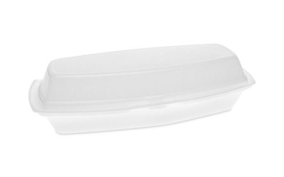 Foam Hinged Lid Container, Single Tab Lock Hot Dog, 7.25 x 3 x 2, White, 504/Carton