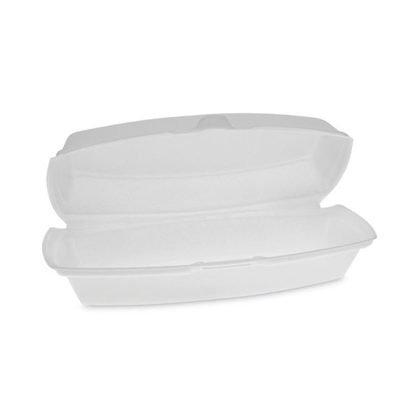 Foam Hinged Lid Container, Single Tab Lock Hot Dog, 7.25 x 3 x 2, White, 504/Carton - Image 2