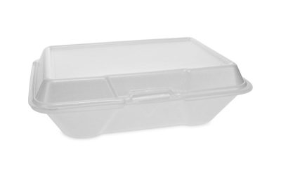Foam Hinged Lid Container, Single Tab Lock #205 Utility, 9.19 x 6.5 x 2.75, White, 150/Carton