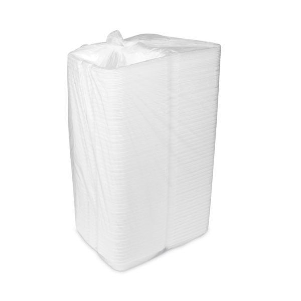 Foam Hinged Lid Container, Single Tab Lock #205 Utility, 9.19 x 6.5 x 2.75, White, 150/Carton - Image 3