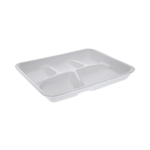 Foam School Trays, 5-Compartment, 8.25 x 10.5 x 1,  White, 500/Carton