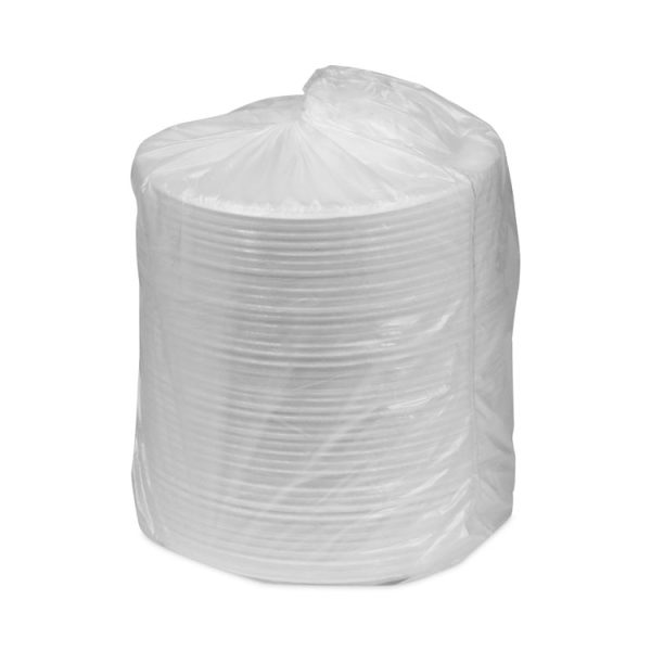 Placesetter Deluxe Laminated Foam Dinnerware, Plate, 8.88" dia, White, 500/Carton - Image 3