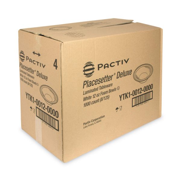 Placesetter Deluxe Laminated Foam Dinnerware, Bowl, 12 oz, 6" dia, White, 1,000/Carton - Image 2