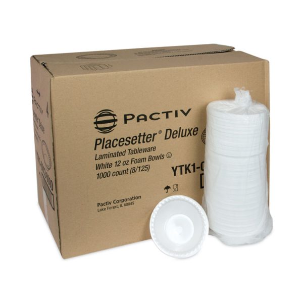 Placesetter Deluxe Laminated Foam Dinnerware, Bowl, 12 oz, 6" dia, White, 1,000/Carton - Image 4