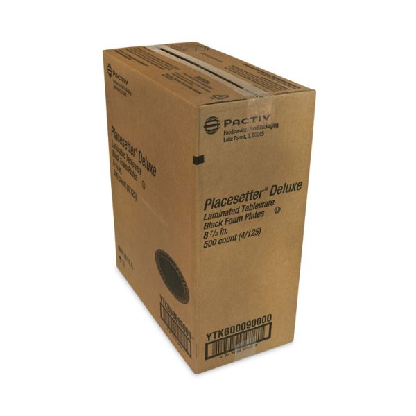 Placesetter Deluxe Laminated Foam Dinnerware, Plate, 9" dia, Black, 500/Carton - Image 2