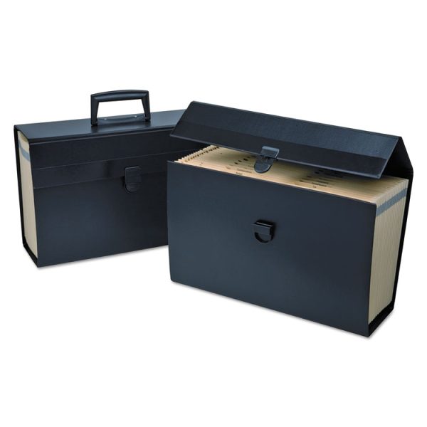 Letter/Legal Expanding Organizer, 15" Expansion, 19 Sections, Buckle Closure, 1/5-Cut Tabs, Legal Size, Black