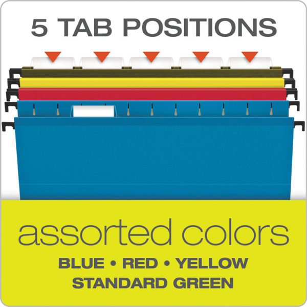 SureHook Hanging Pocket File, Letter Size, 1/5-Cut Tabs, Assorted Colors, 4/Pack - Image 6