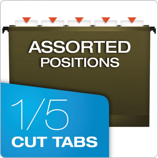SureHook Hanging Pocket File, Letter Size, 1/5-Cut Tabs, Standard Green, 4/Pack - Image 6