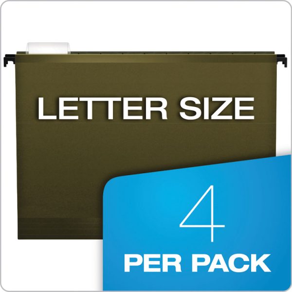 SureHook Hanging Pocket File, Letter Size, 1/5-Cut Tabs, Standard Green, 4/Pack - Image 7