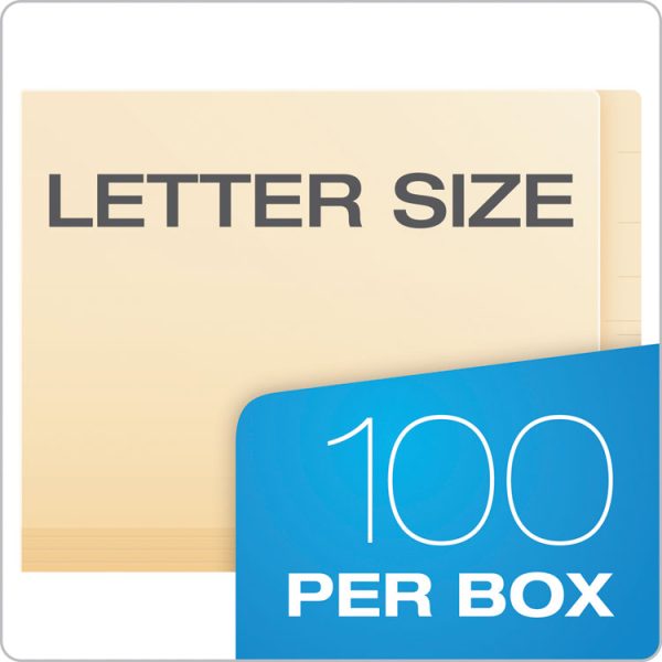 Manila Laminated Spine Shelf File Folders, Straight Tabs, Letter Size, Manila, 100/Box - Image 6